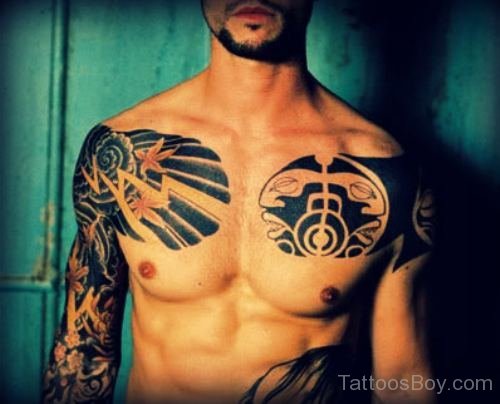 Awesome Tribal Chest Tattoo