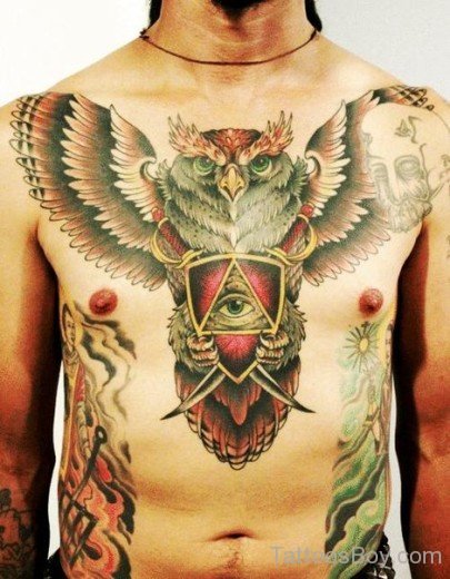 Awesome Owl Tattoo On Chest