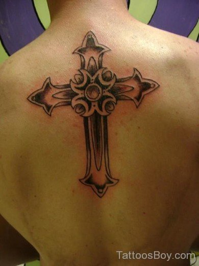 Awesome Cross Tattoo On Back