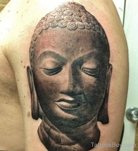 Beautiful  Buddhist Tattoo Design  On Shoulder