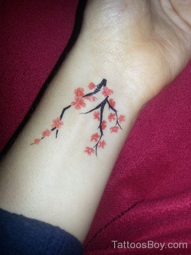 Beautiful Cherry Blossom Tattoo On Hand