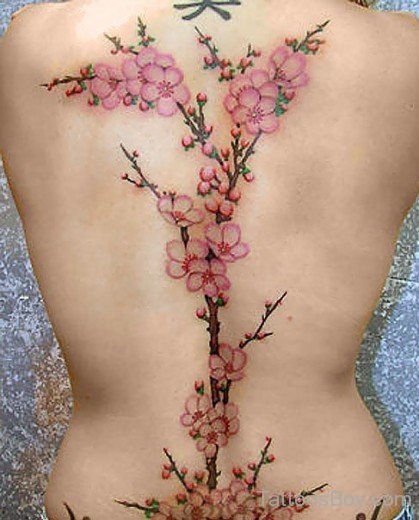 Beautiful Cherry Blossom Vine Tattoo
