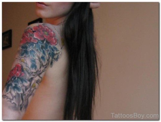 Beautiful Flower Tattoo On Shoulder