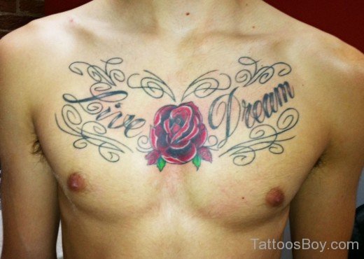 Beautiful Rose Tattoo Design On Chest