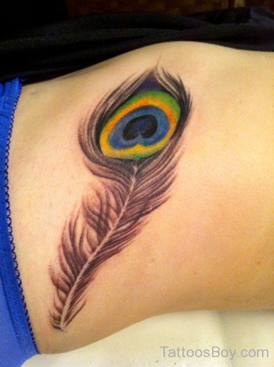 Best Peacock Feather Tattoo Design On Belly