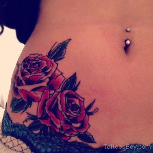 Best Rose Tattoo Design On Belly