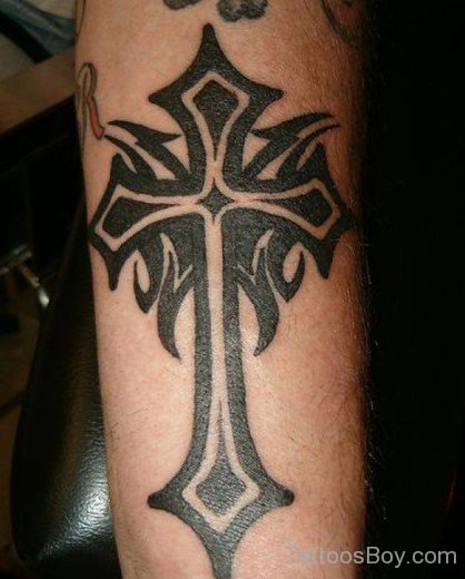 Black Cross Tattoo On Arm