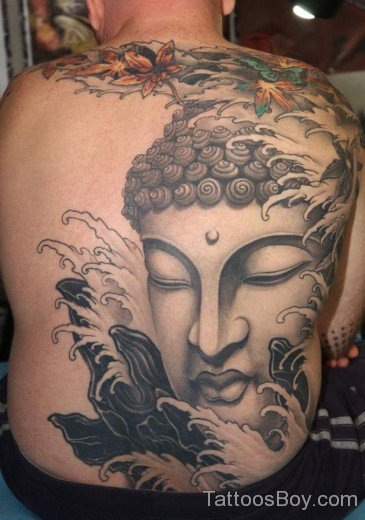 Buddha Face Tattoo Design On Back Body