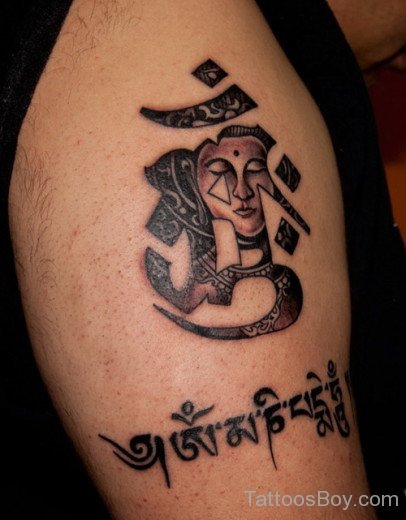 Buddhist Font  Tattoo Design On Shoulder
