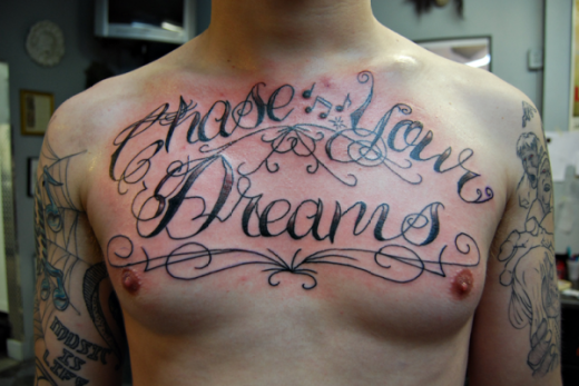 Chase Your Dream Musial Chest Tattoo
