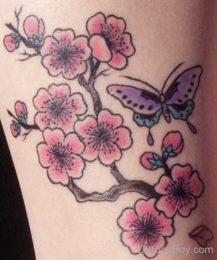 Cherry Blossom Butterfly Tattoo