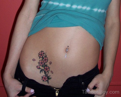 Cherry Blossom Flower Tattoo On Hip