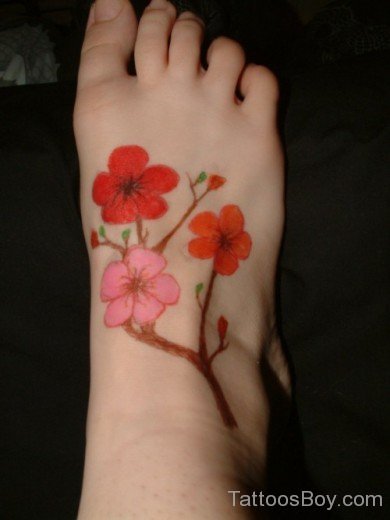 Cherry Blossoms Tattoo On Ankle