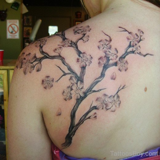Cherry Blossoms  Tattoo On Back Body
