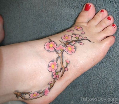 Cherry Tree Tattoo On Ankle