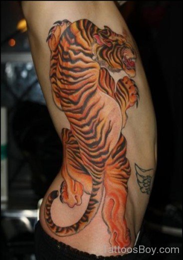 Chinese Tiger Tattoo On Side Rib
