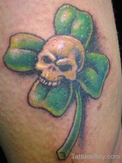 Clover Leaf And Skull Tattoo