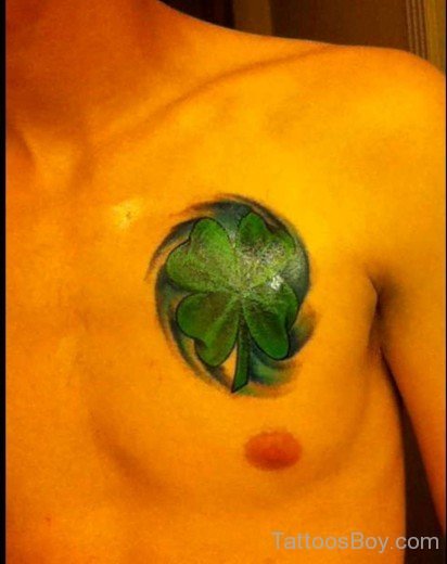 Clover Leaf Tattoo On Chest