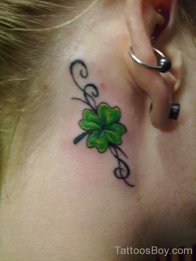 Clover Leaf Tattoo On Ear