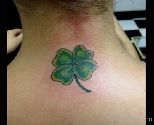 Clover Tattoo On Back Neck