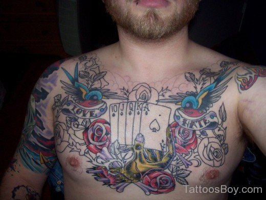 Colorful Birds Tattoo On Chest