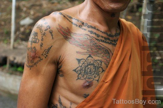 Cool Buddhist Tattoo On Chest
