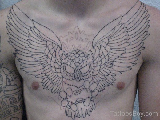 Cool Owl Tattoo On Chest