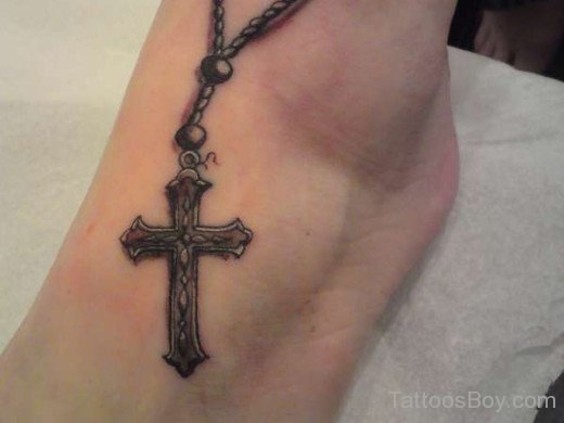 Beautiful Rosary Tattoo On Ankle 
