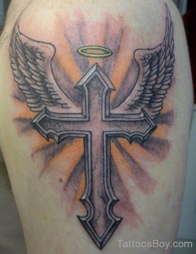 Cross Tattoo On  Shoulder