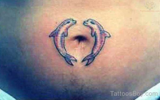 Dolphins Fish Tattoo On Belly