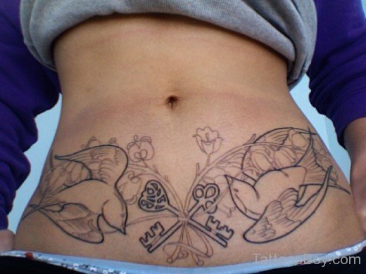 Fabulous key Fishes Tattoo On Belly