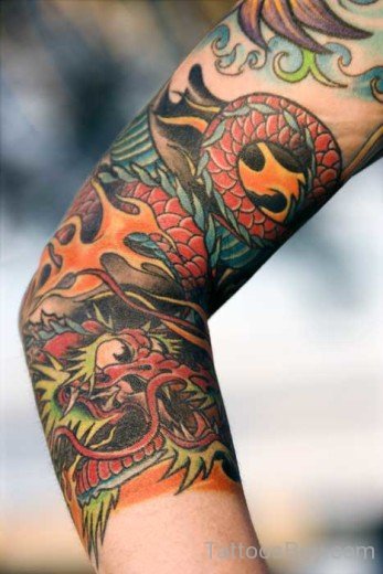 Fine Dragon Art Tattoo On Arm