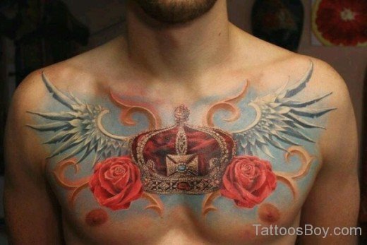 Fine Flower Tattoo On Chest