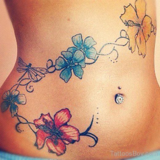 Flower  Belly Tattoo Design