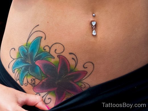 Flower Tattoo Design On Belly