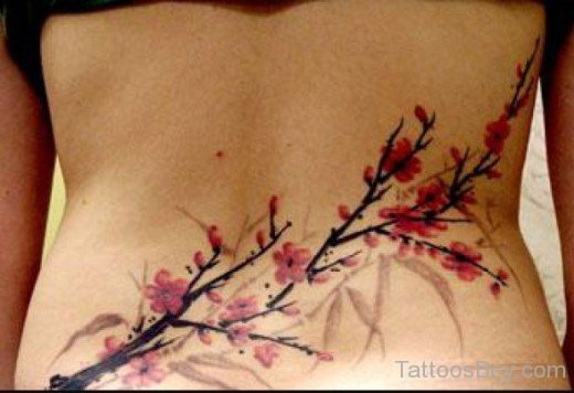 Funky Flower Tattoo Design On Back Body