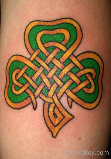 Fine Clover Leaf Tattoo On Leg