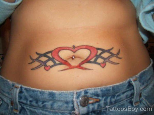 Heart Tattoo Design On Belly
