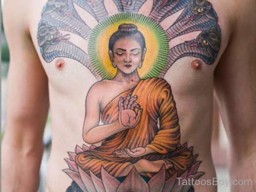 Kind Buddha Tattoo On Chest