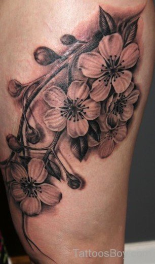 Lovable Cherry Blossom Tattoo On Rib