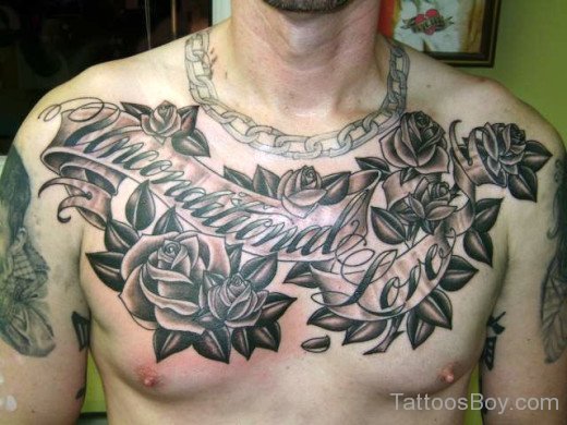 Lovely Flower Tattoo On Chest