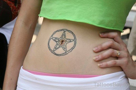 Nice Star Tattoo On Belly