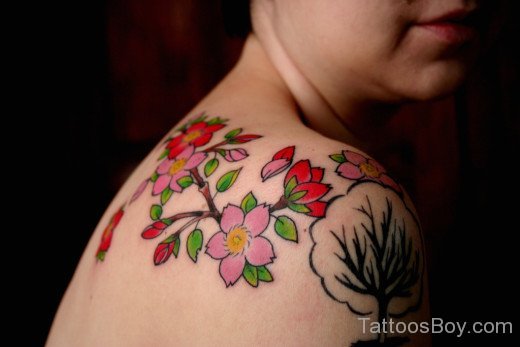 Cherry Flowers Tattoo Design