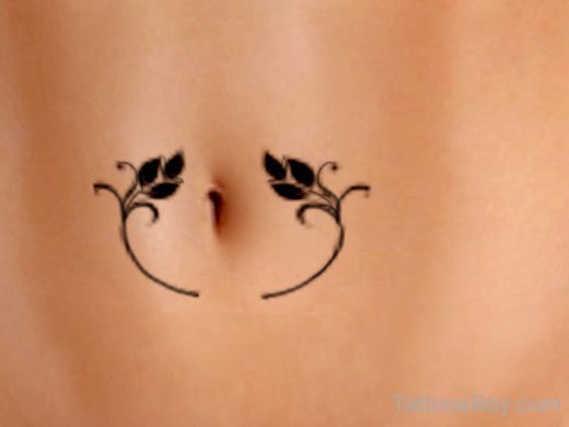 Simple Flower Tattoo Design On Belly