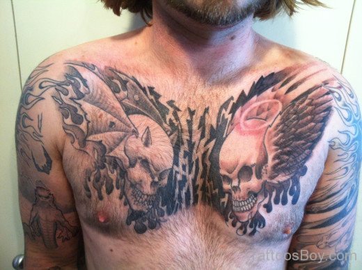 Skull Tattoo On Chest