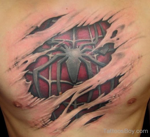 Spider Tattoo On Chest