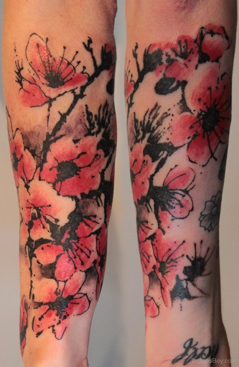 Permalink to Stylish Cherry Blossom Tattoo On Full Sleeve.