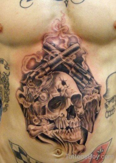 Stylish Skull Tattoo On Chest