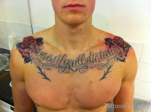  Word With Flower  On Chest