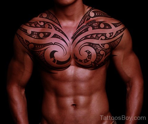 Wonderful Trible Tattoo On Chest